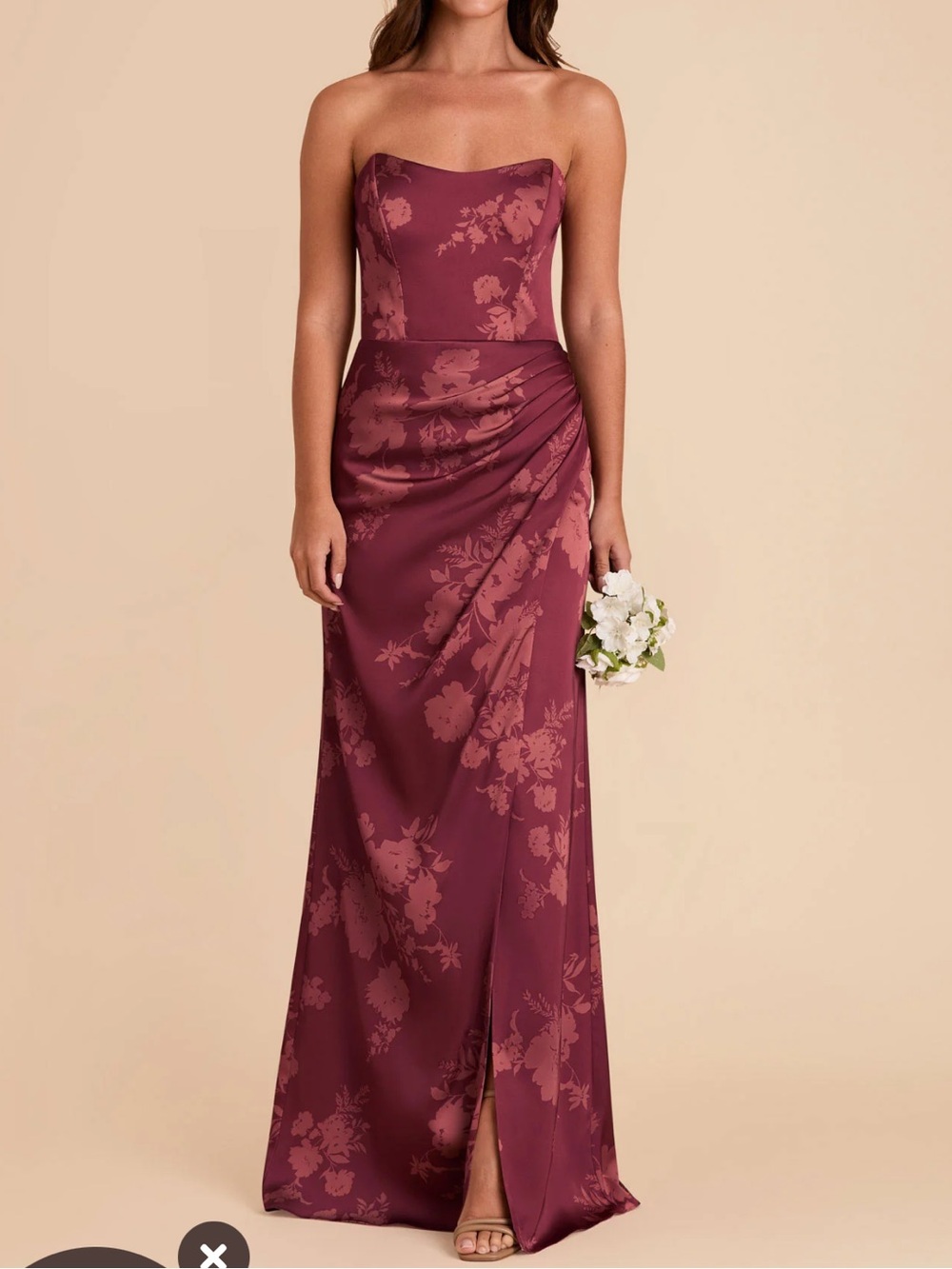 Birdie Grey Anne Dress Matte Satin Sangria Whimsical Blooms Gown